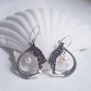Hand Made Mermaid Earrings with Pearls